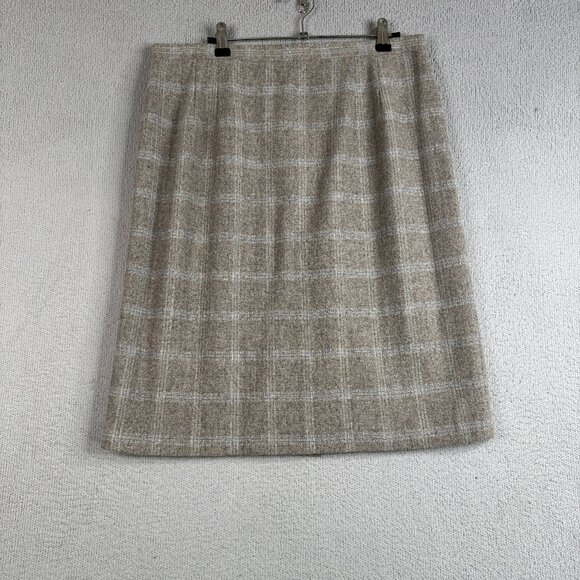 Vintage Talbots Skirt Women Size 14P Gray Wool Plaid Cashmere Blend Pencil Midi - Picture 1 of 8